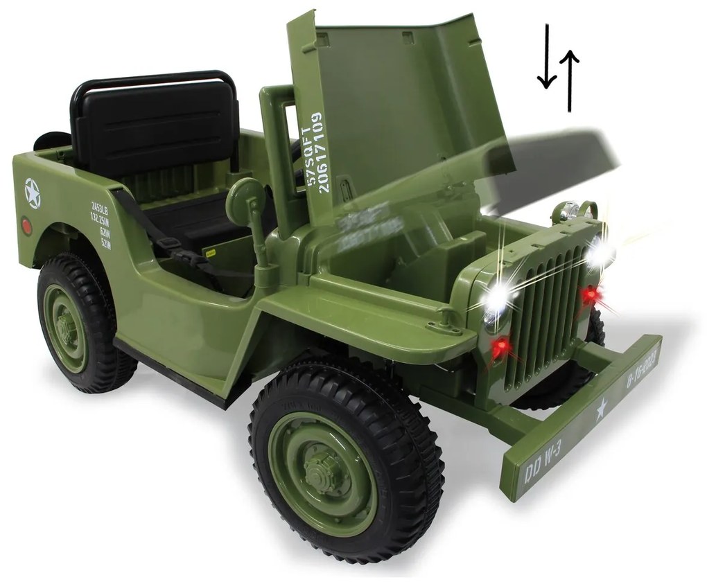 Jeep elétrico infantil Willys MB Army verde 12V
