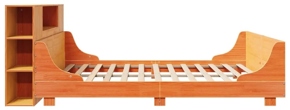 Cama sem colchão 200x200 cm pinho maciço castanho-mel