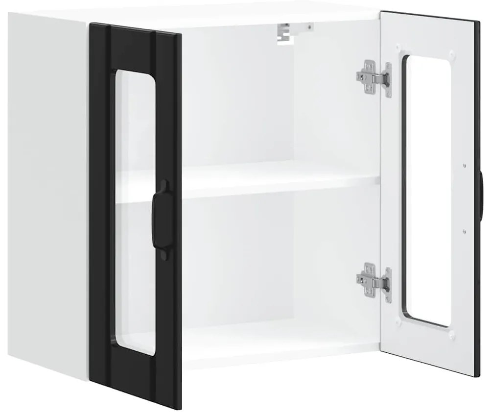 Armário de parede de cozinha porta vidro Lucca preto
