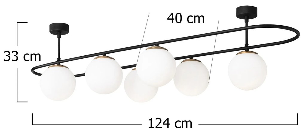 Candeeiro de Teto Abakus – Preto e Branco – 124 x 40 cm