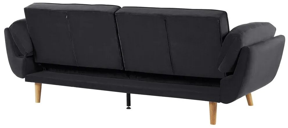 Sofá-cama em veludo preto ASBY Beliani