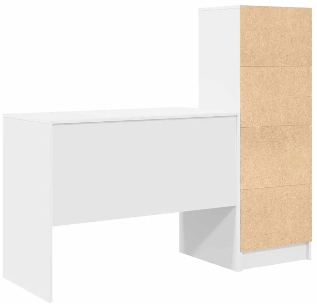 Mesa com Armazenamento Branca de Madeira de Engenharia