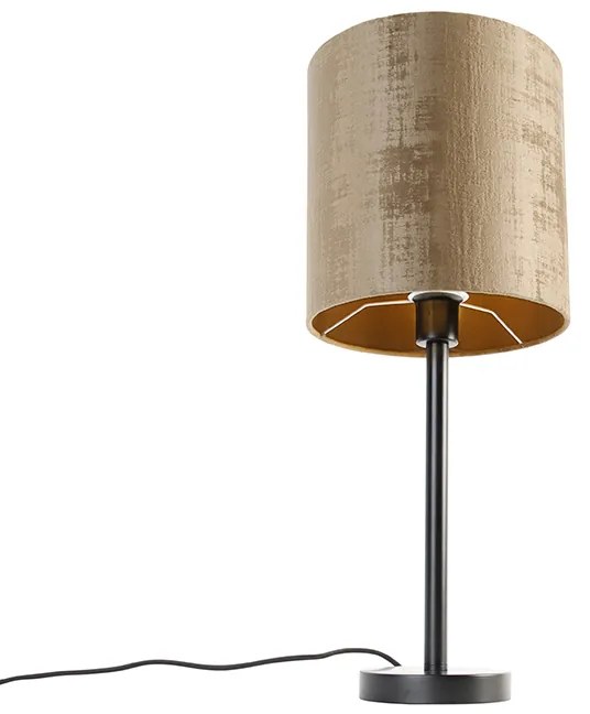 Candeeiro de mesa moderno preto com tom castanho 25 cm - Simplo Moderno