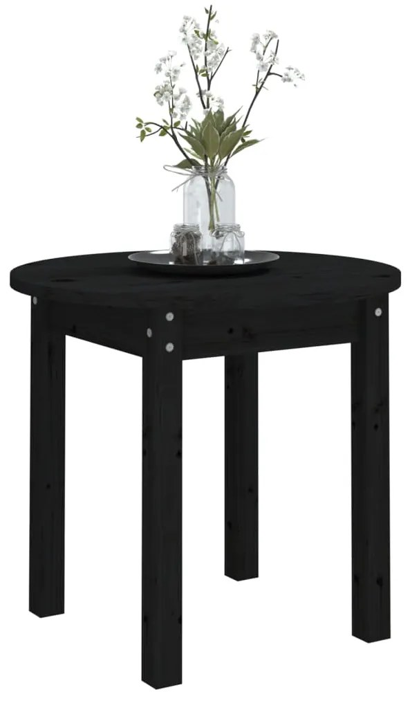 Mesa de centro Ø 45x40 cm madeira de pinho maciça preto