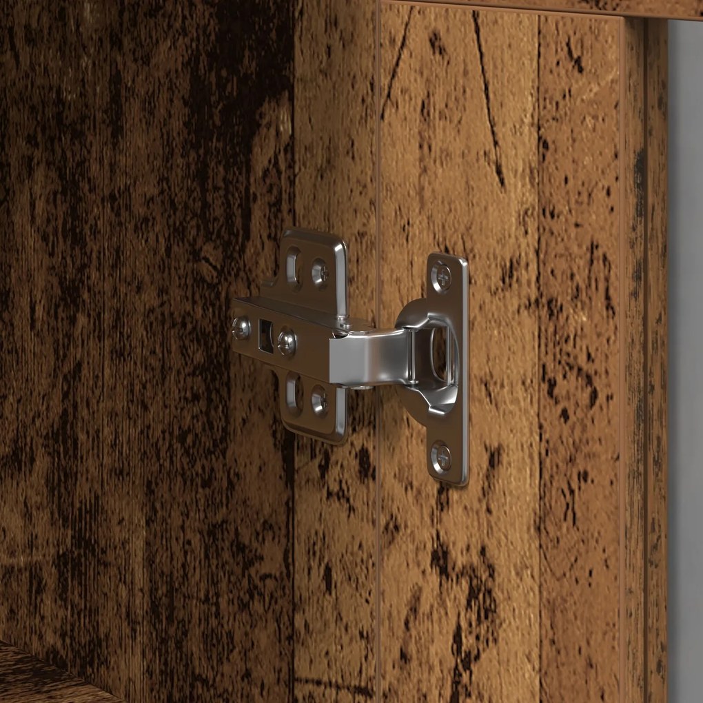 Armário Montado na Parede com Portas de Vidro - Madeira Velha - 69.5x3