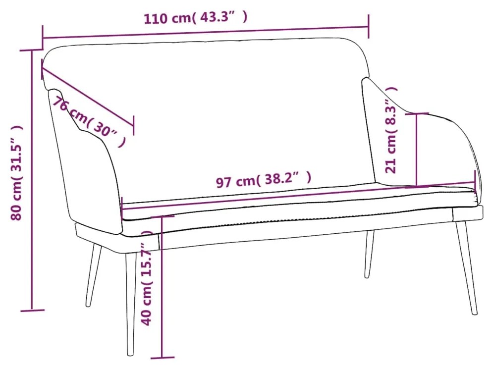 Banco 110x76x80 cm veludo preto