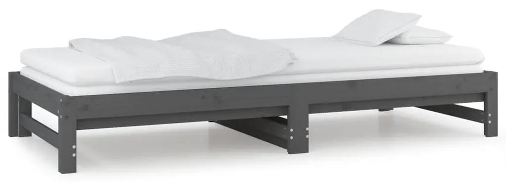 Sofá-cama de puxar 2x(90x200) cm pinho maciço cinza