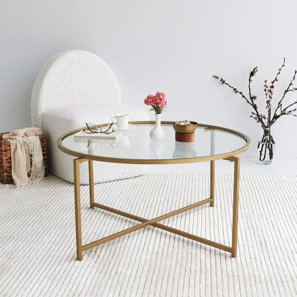 Mesa de Centro Gold Sun – Dourado – 83 x 40 x 83 cm