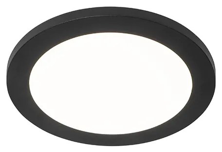 Candeeiro de teto preto 22,5 cm redondo com LED regulável em 3 níveis - Steve Moderno