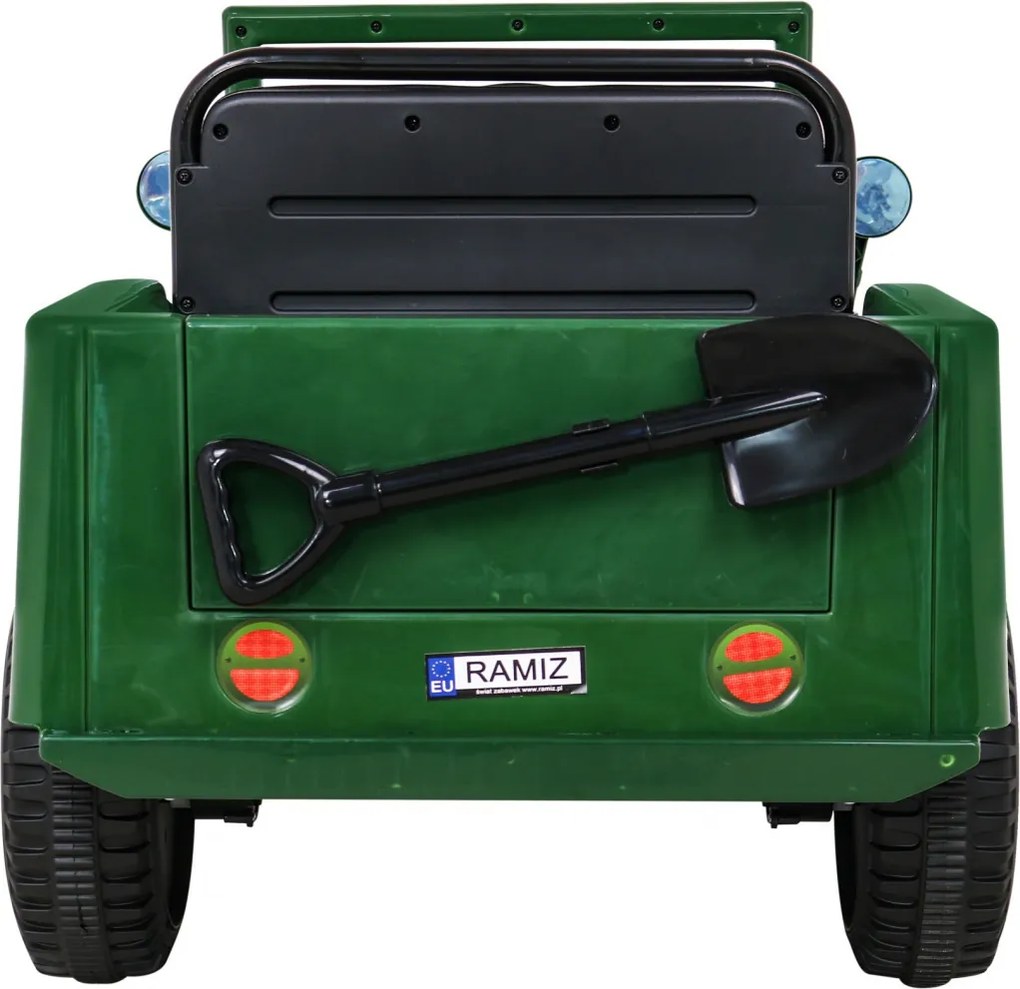 Jipe elétrico para Crianças Retro Military 12V 4x4, Rodas de EVA Verde