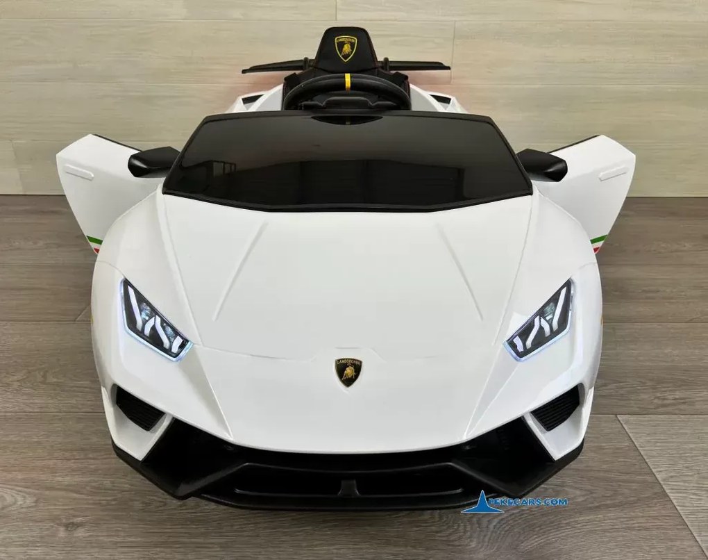 Carro elétrico para crianças Lamborghini Huracán 12V 2.4G, Pneus de borracha, Assento em pele Branco