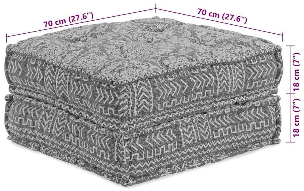 Sofá Puff Modular 2 Lugares Conversível Cinza Claro