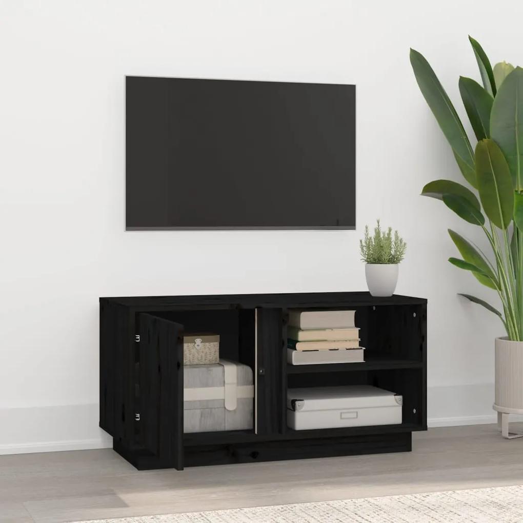 Móvel de TV 80x35x40,5 cm madeira de pinho maciça preto