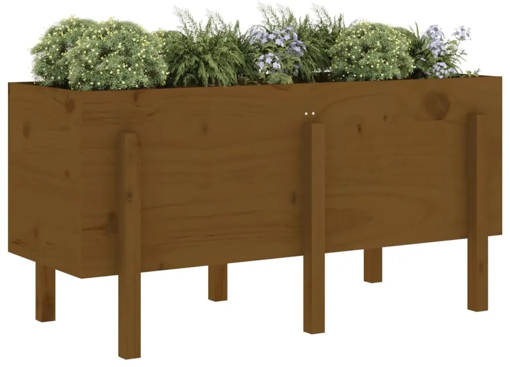 Canteiro elevado jardim 121x50x57 cm pinho maciço castanho-mel