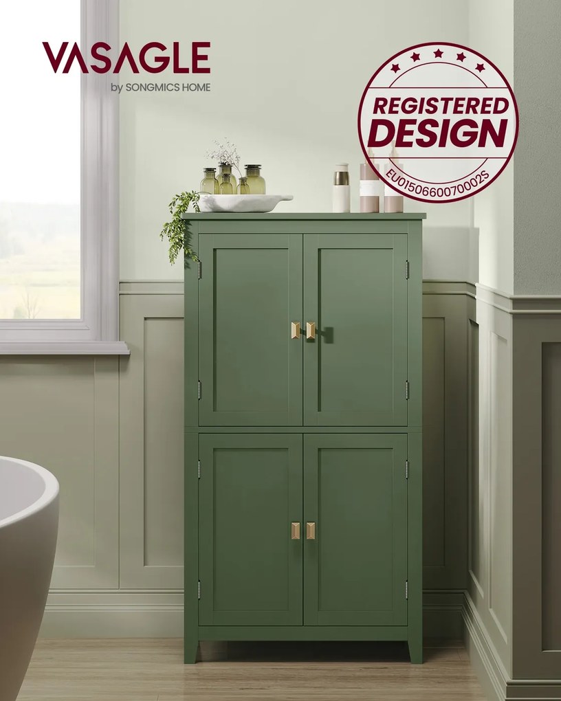 Armário de casa de banho com 4 portas 30 x 60 x 110 cm verde floresta