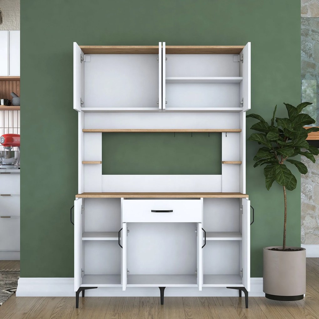 Armário Alto de Cozinha "Stella" - 120 x 184,2 x 40 cm - Branco - Desi