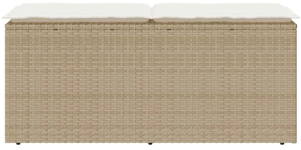 Banco de jardim com almofadão 110x40x44 cm vime PE bege