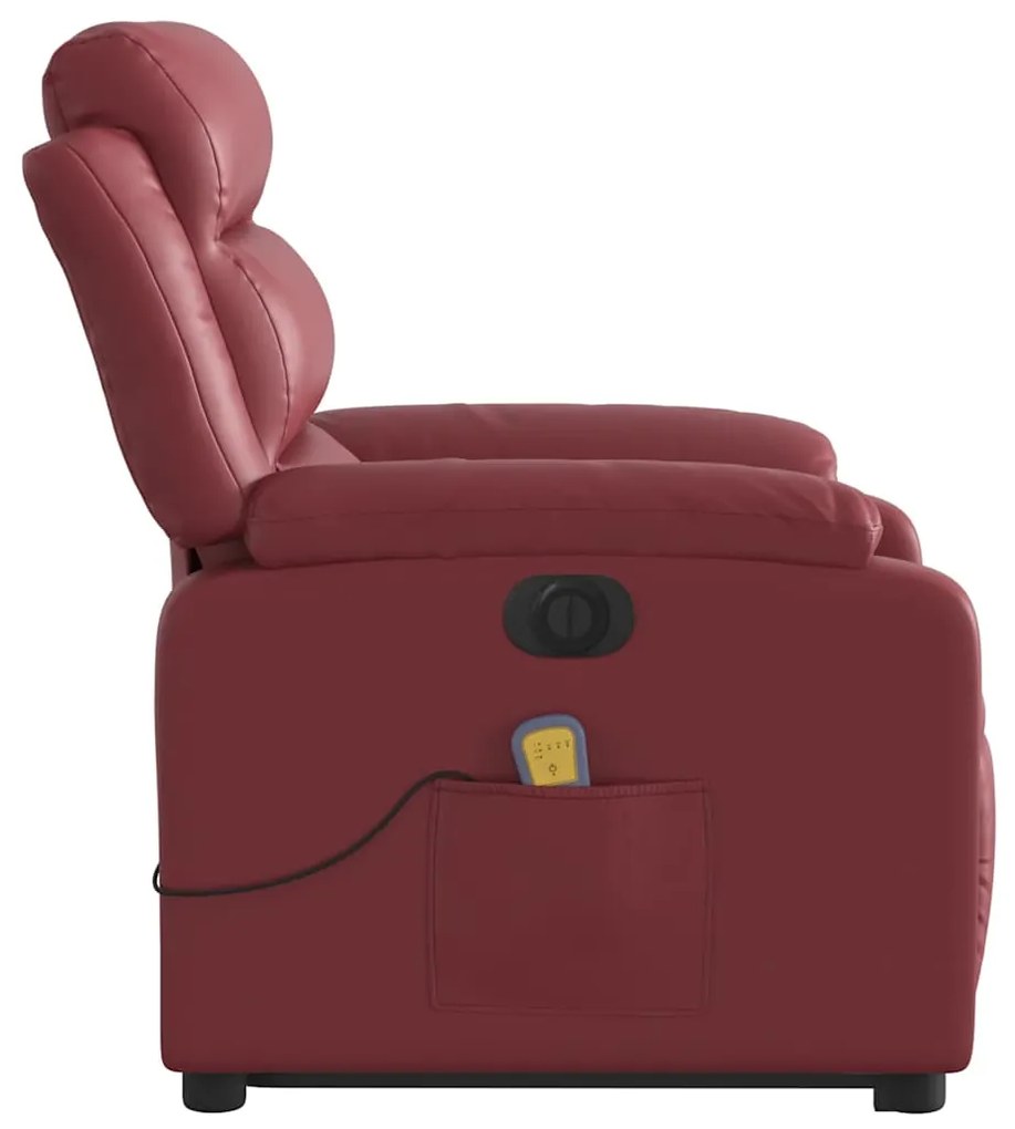 Poltrona reclin. elevatória elétrica couro artif vermelho-tinto