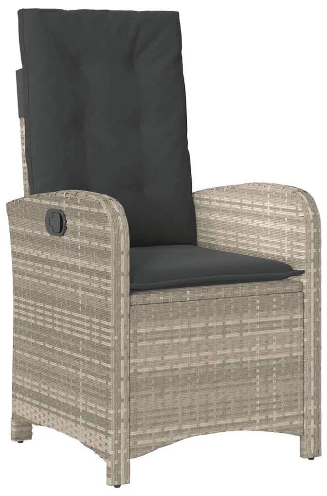 7 pcs conj. jantar p/ jardim c/ almofadões vime PE cinza-claro