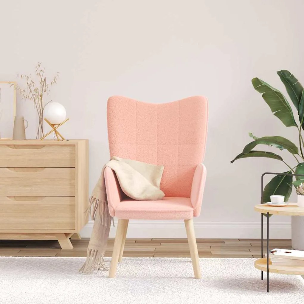 Cadeira Relaxante vidaXL Rosa em Tecido que Lembra Lã