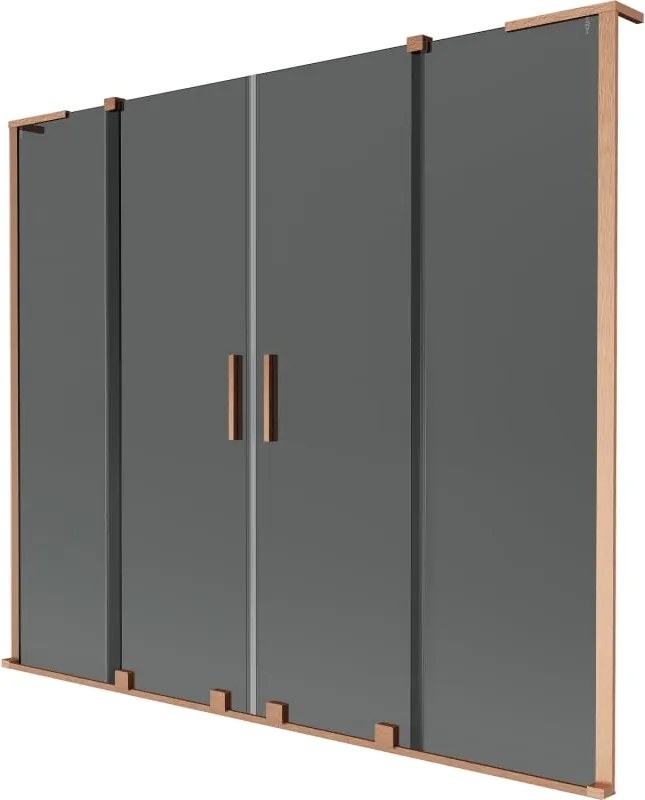 Mexen Velar L Duo pára-vento de banheira com 2 portas deslizantes 180 x 150 cm, grafite, cobre escovado - 896-180-003-42-65