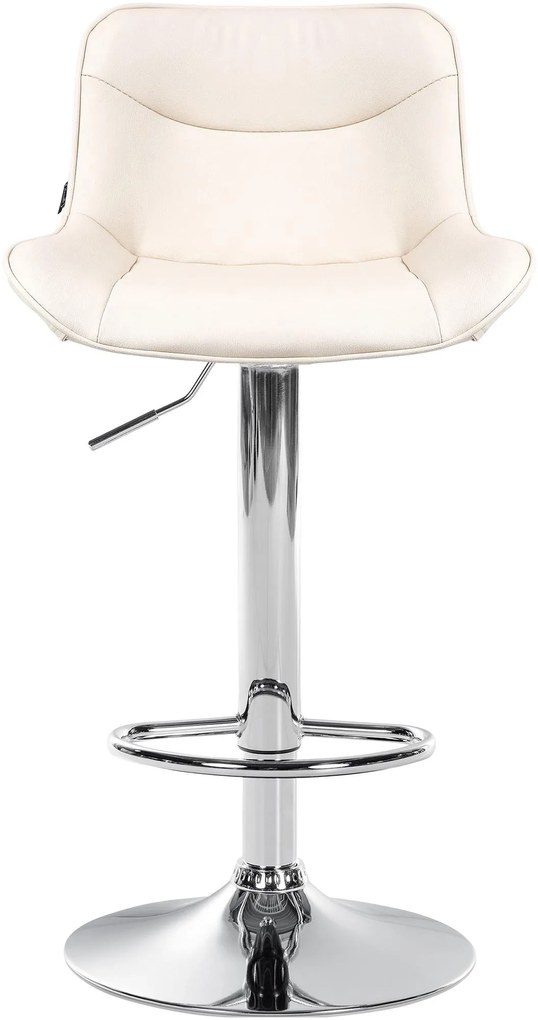 Banco alto em couro sintético com estrutura prateada 85-106 x 49 x 51 cm cor creme