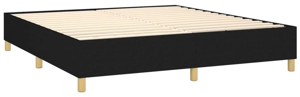 Cama box spring c/ colchão e LED 180x200 cm tecido preto