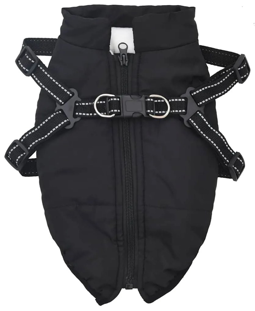 casaco para cães com arnês impermeável reflexivo preto L24