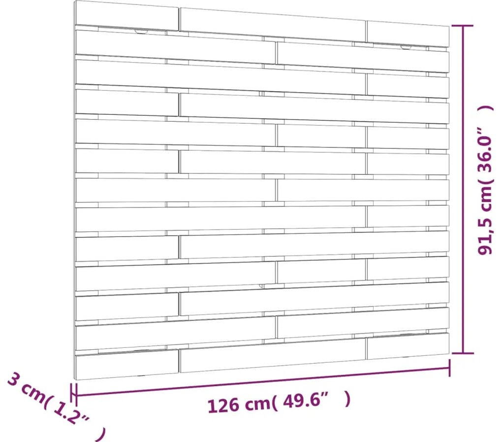 Cabeceira de parede 126x3x91,5 cm madeira de pinho maciça cinza