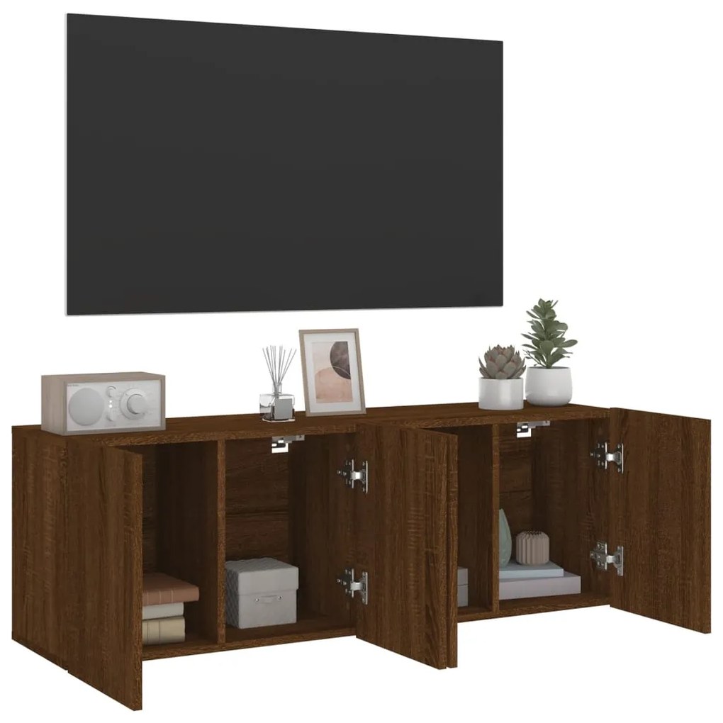 Móveis de parede para TV 2 pcs 60x30x41 cm carvalho castanho