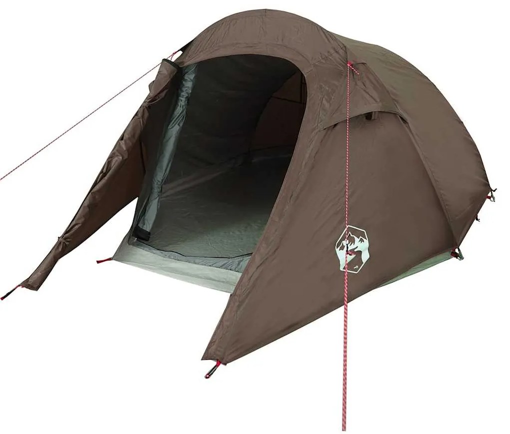 Tenda de campismo túnel para 2 pessoas impermeável castanho