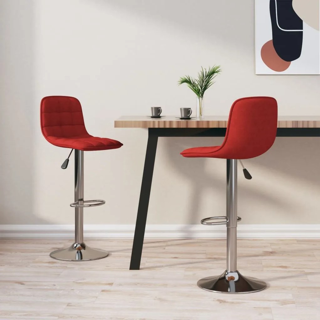 vidaXL Bancos de bar 2 pcs tecido vermelho tinto