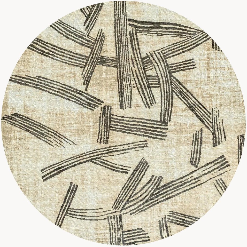 Tapete redondo lavável em jacquard para interior e exterior Kanji