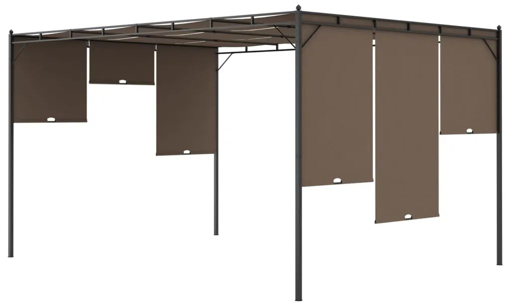 Gazebo jardim c/ cortina lateral 4x3x2,25m cinzento-acastanhado