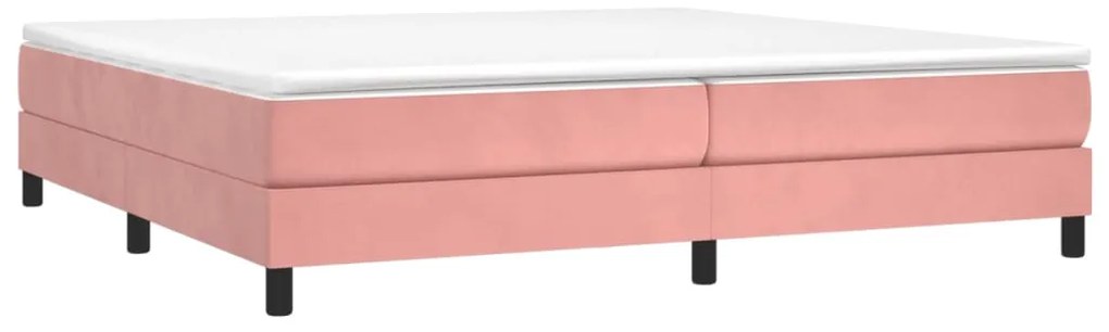 Cama com molas/colchão 200x200 cm veludo rosa