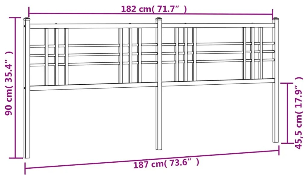 Cabeceira de cama 180 cm metal preto