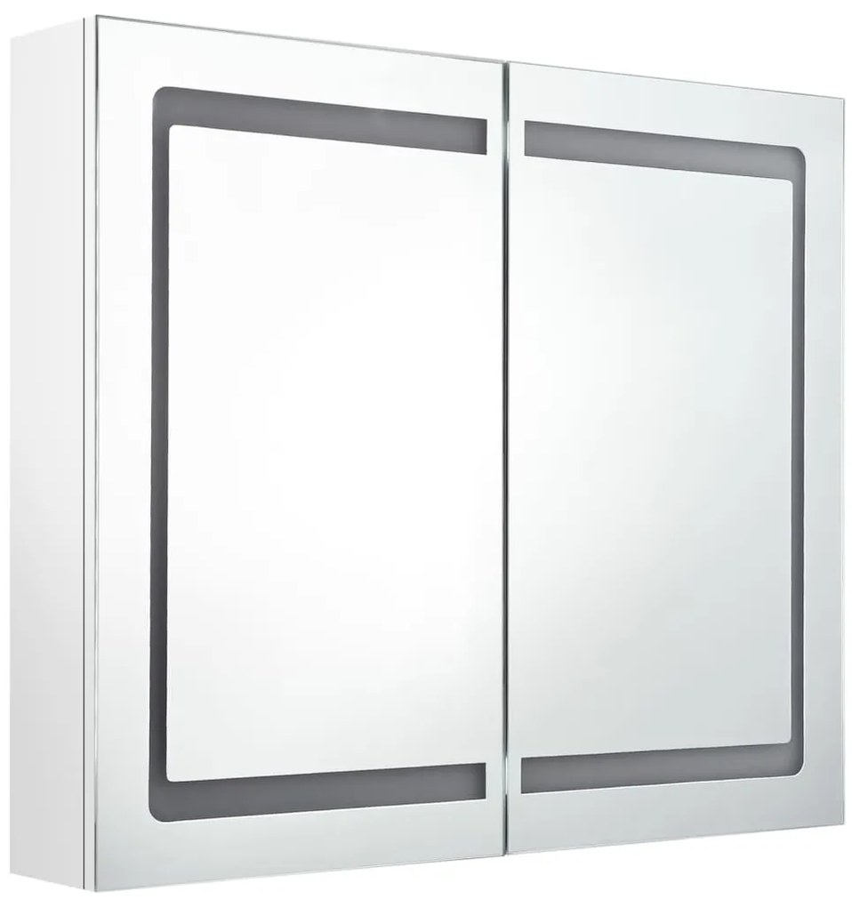 Armário espelhado casa de banho LED 80x12x68cm branco brilhante