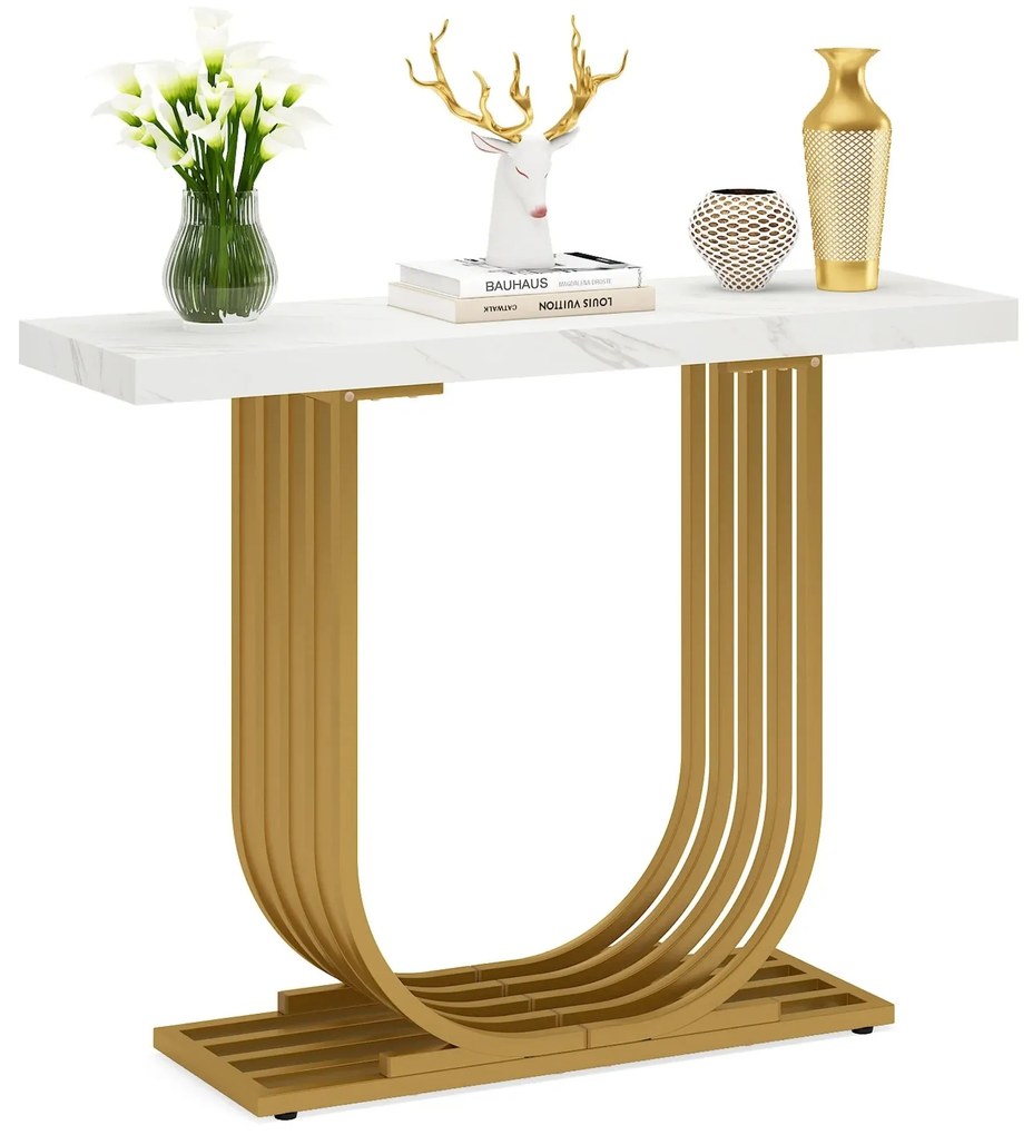 Consola de Entrada com Tampo em Mármore Faux – Setúbal – 100x30x80 cm