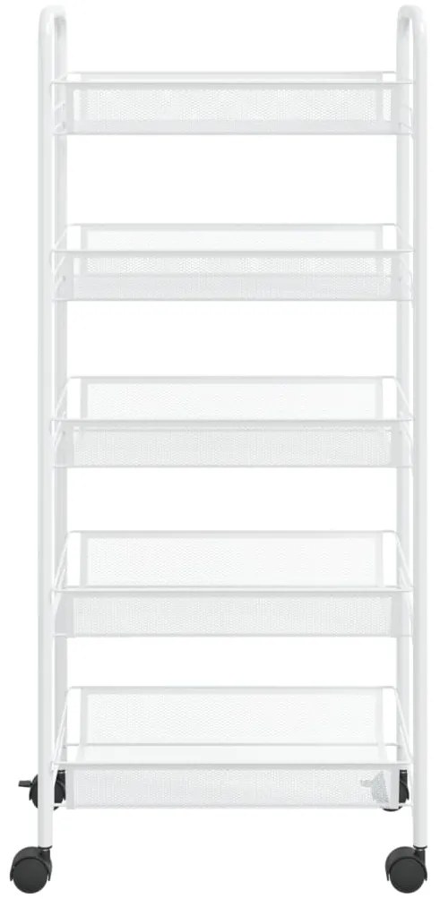 Carrinho de cozinha com 5 prateleiras ferro 46x26x105 cm branco