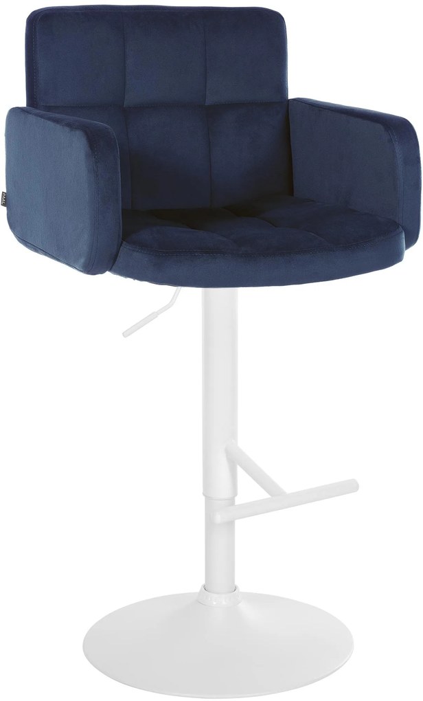 Banco de bar Los Angeles em veludo com estrutura branca 93-113 x 60 x 56 cm Azul