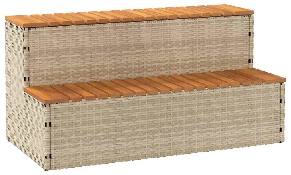 Degrau p/ hidromassagem 100x50x50,5 cm PE e acácia maciça bege