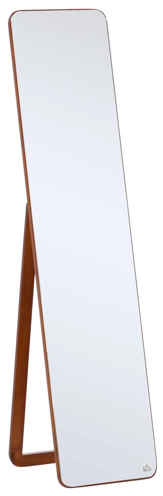 HOMCOM Espelho de Pé Corpo Inteiro Retangular Madeira de Pinho 2 Formas Uso 37x43x156cm | Aosom Portugal