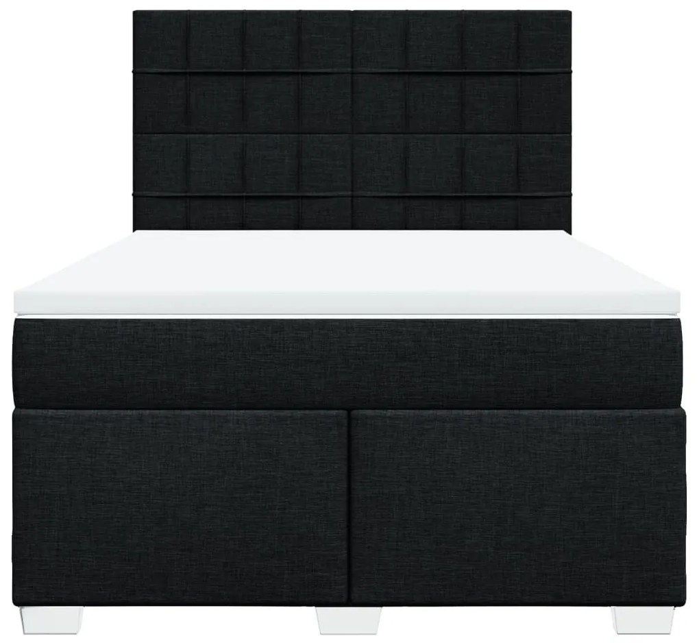 Cama com molas/colchão 140x200 cm tecido preto