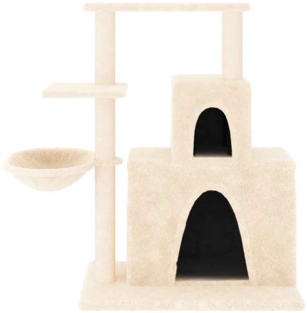 Árvore para gatos c/ postes arranhadores sisal 83 cm cor creme
