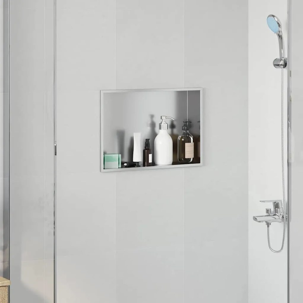 vidaXL Nichos de Chuveiro Prateado 45 x 30 x 9.5 cm Aço inoxidável