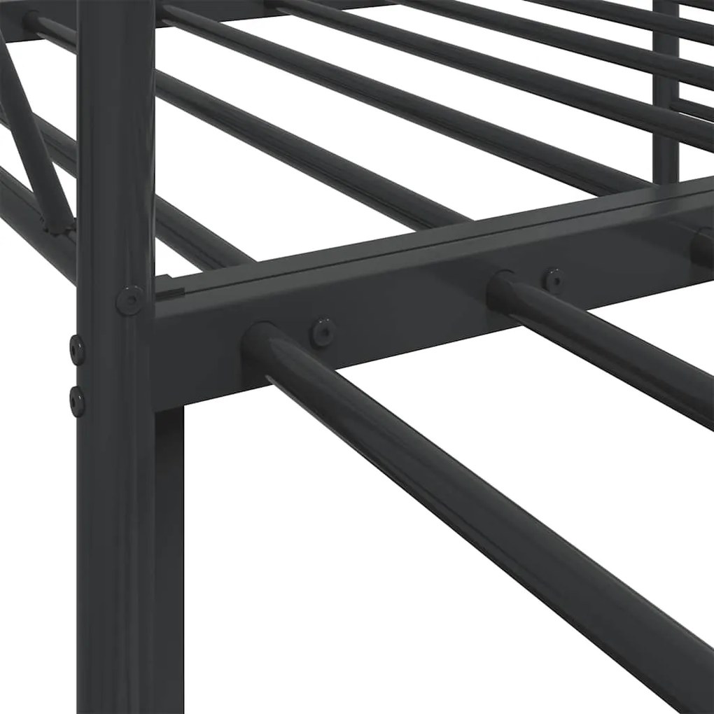 Cama de dia com gavetão sem colchão 90x200 cm aço preto