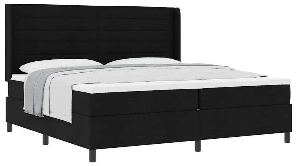 Cama Box com Colchão - Preto, 200x200 cm, Tecido