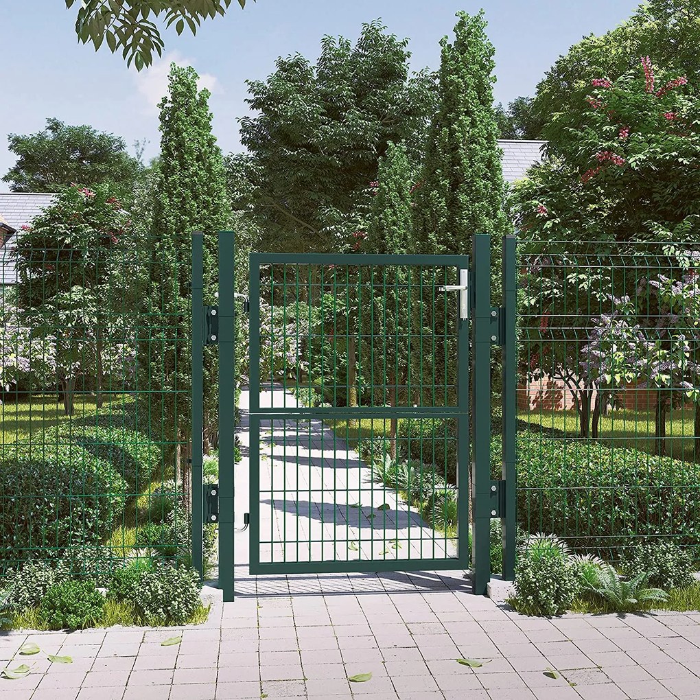 Portão de jardim 106 x 125 cm (C x A) em aço galvanizado Verde