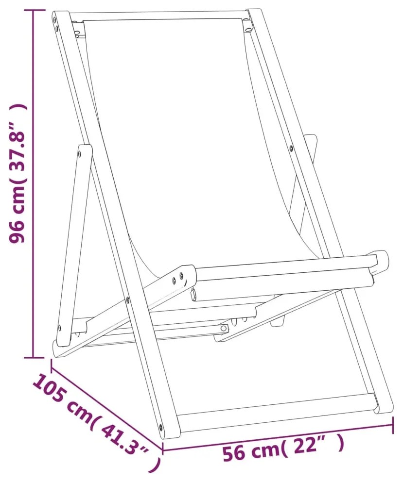 Cadeira de pátio em teca 56x105x96 cm creme