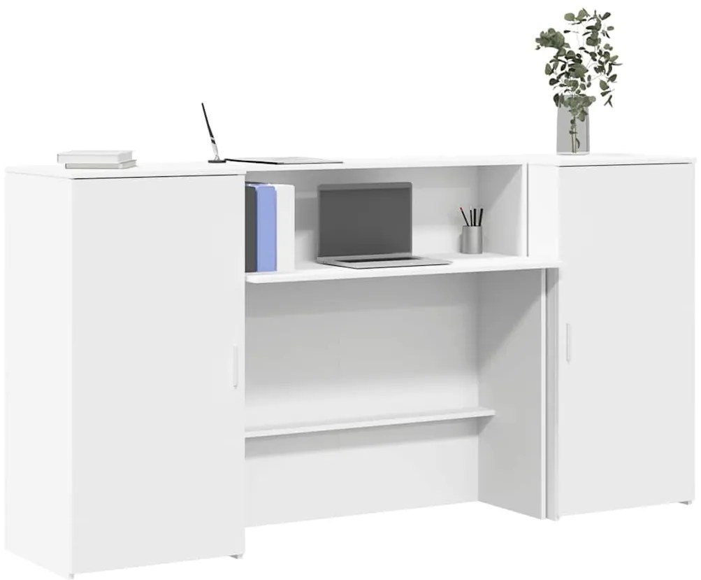 vidaXL Balcão recepção 200x50x103,5 cm madeira branco